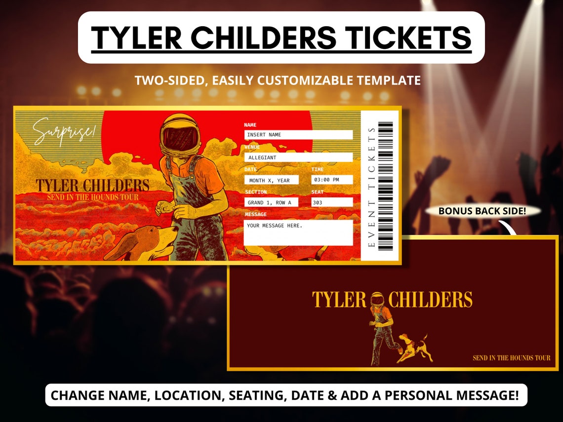 Tyler Childers Concert Ticket Template Surprise Tour Etsy