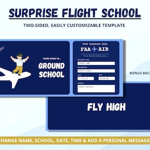Future Pilot Surprise Ground School Lessons | Pilot Instructor | Printable Pilot Wings | Flight School | Airplane Flying Lessons | Gifts for