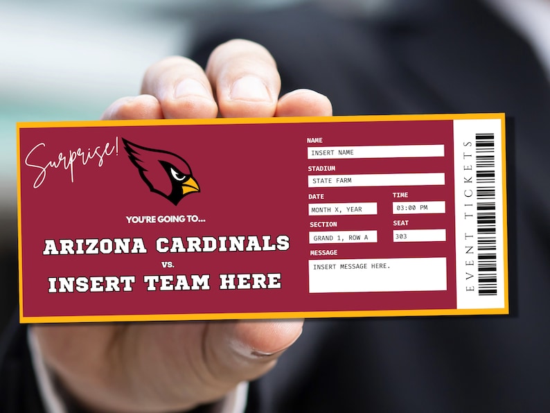 Arizona Baseball Ticket Template | Surprise Event | Baseball Gifts for ...