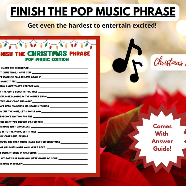 Finish The Christmas Phrase | Christmas Song Game | Christmas Carol Game | Guess The Pop Song | Teenager Party Games | Kids Music Xmas Party