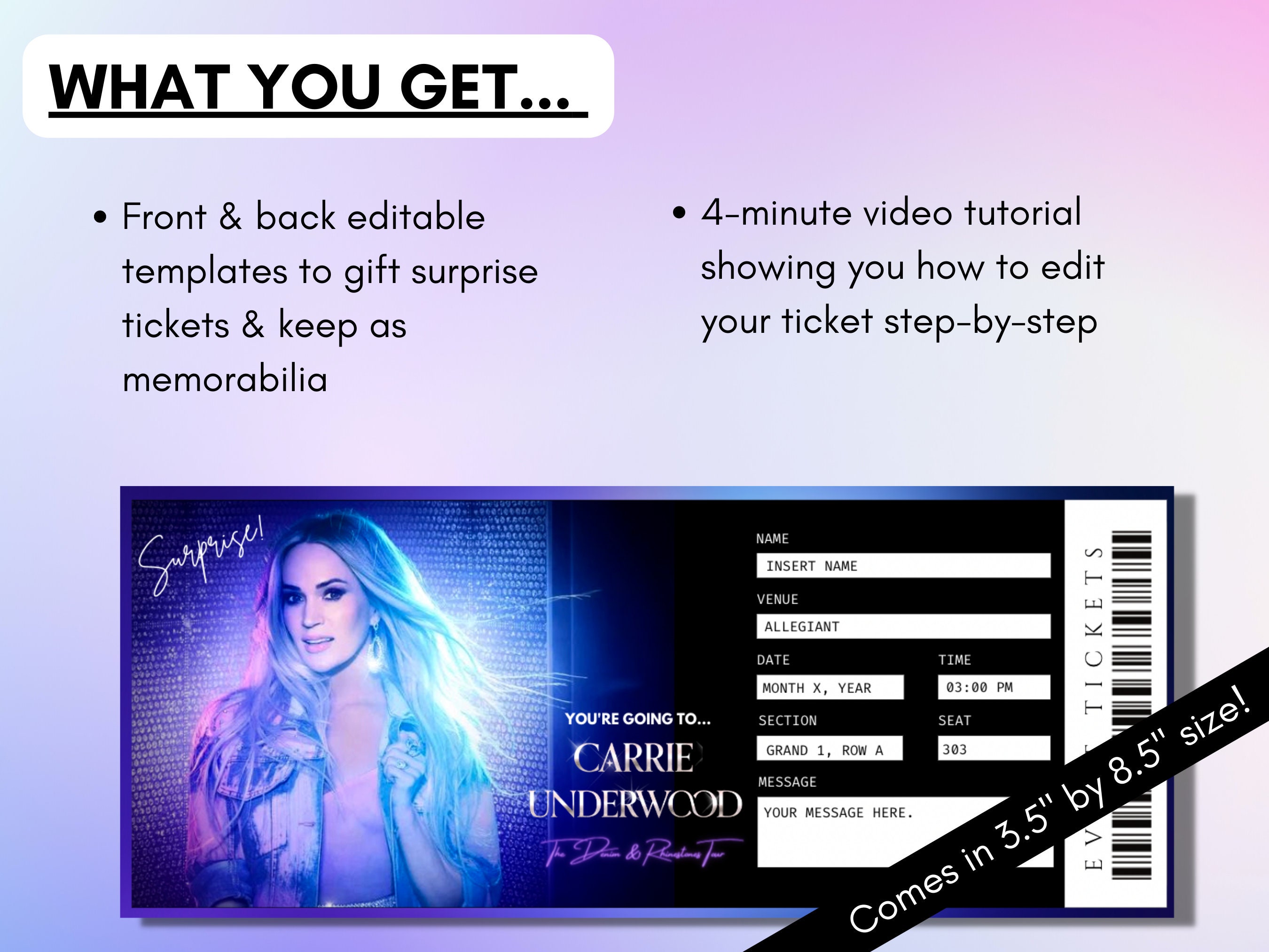Carrie Underwood Concert Ticket Template the Denim and Etsy