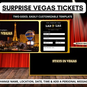 Pretend Las Vegas Ticket | Surprise Vegas Trip | Editable Boarding Pass Canva | Married in Las Vegas | Viva Las Vegas | Bachelorette Invite