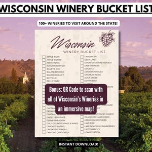 Wisconsin Wineries Bucket List | Wisconsin Geschenk | Wein Geschenk | Zustandswinzer – Checkliste | Wisconsin Reise Geschenk Wein Liebhaber Bucket List Print
