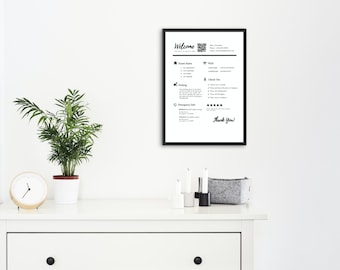 EDITABLE Airbnb Welcome Sign Template | Airbnb Poster | House Rules | Check out | WiFi Sign | Vacation Rental | Rules Guide | Airbnb Decor