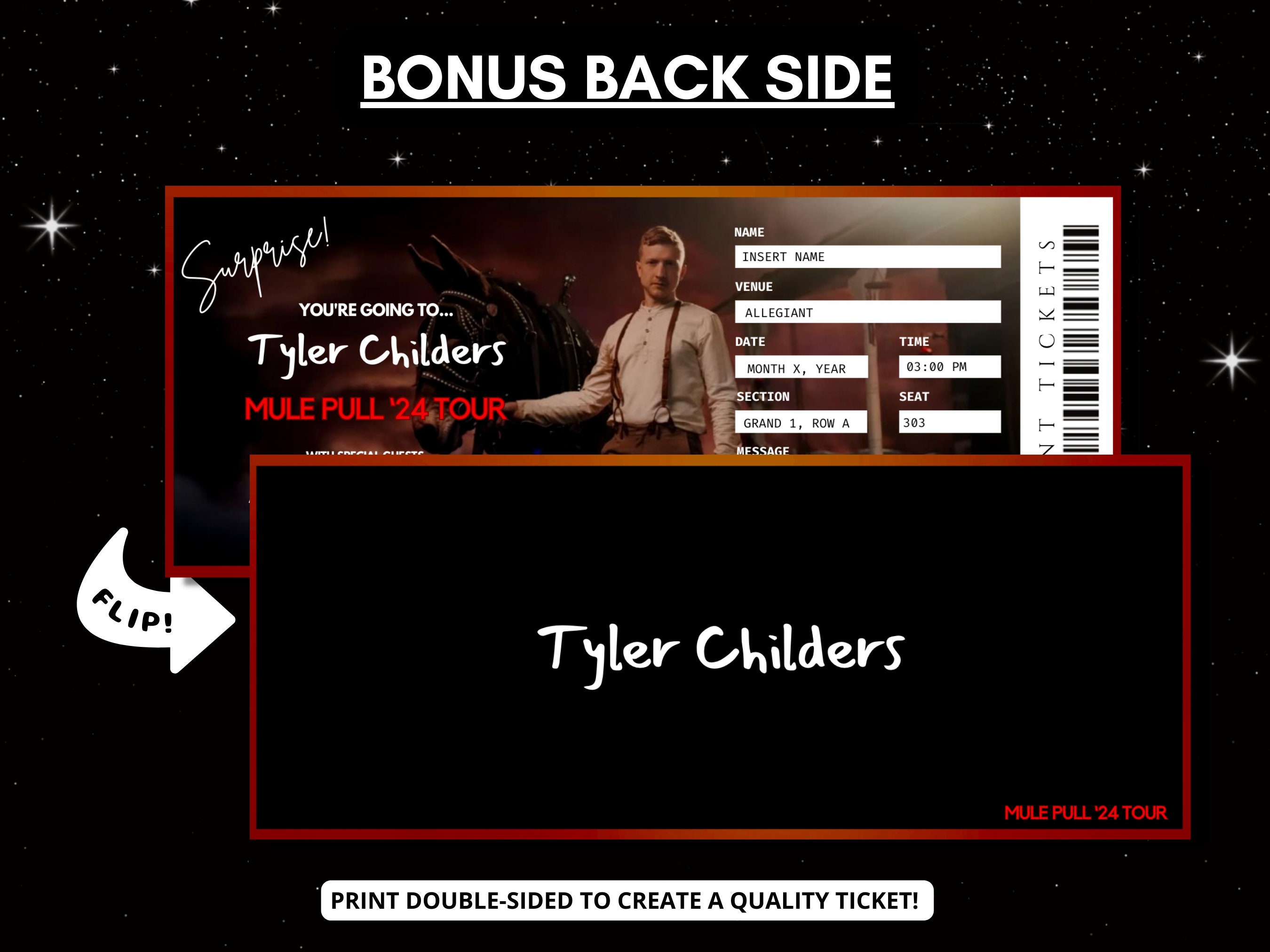Tyler Childers Concert Tickets Mule Pull Tour 2024 Editable Surprise Event Tickets Tyler