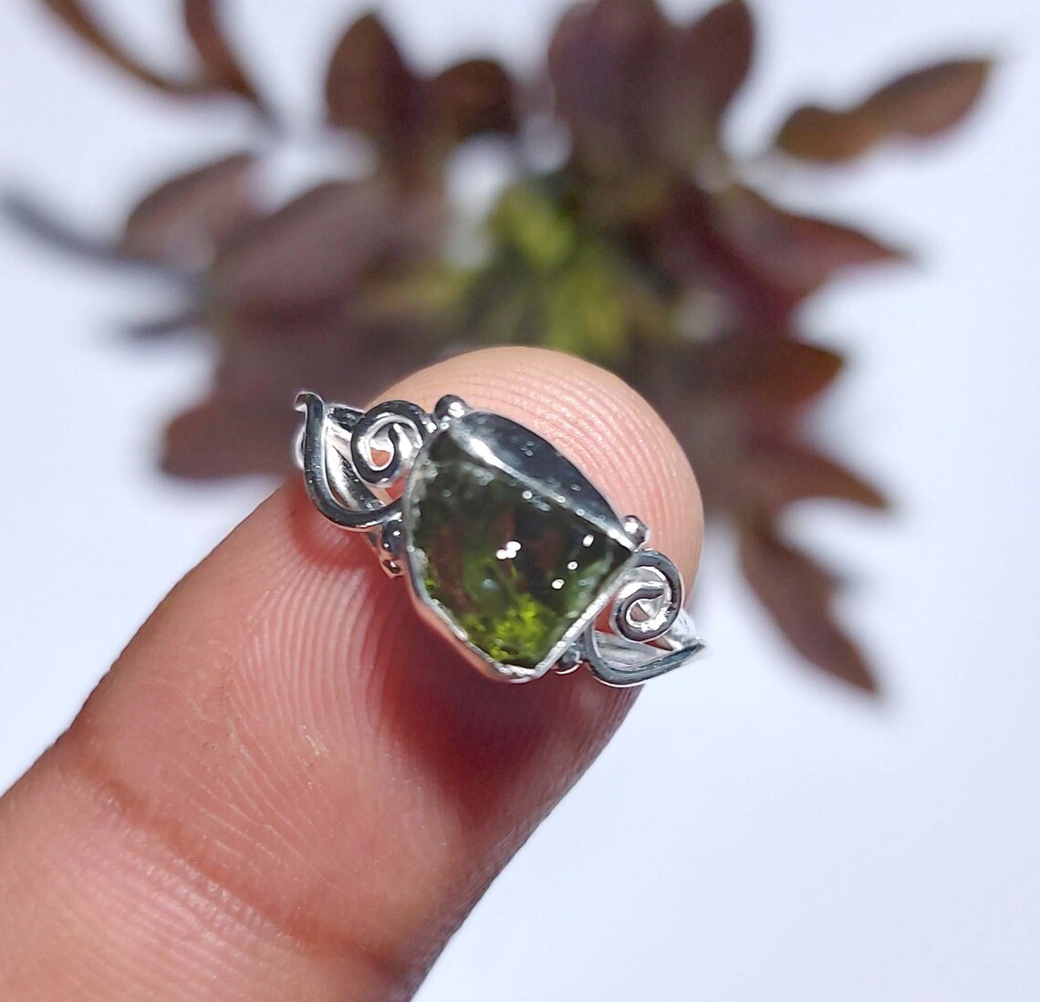 Natural Raw Moldavite Ring Moldavite Rough Ring Natural Raw Etsy