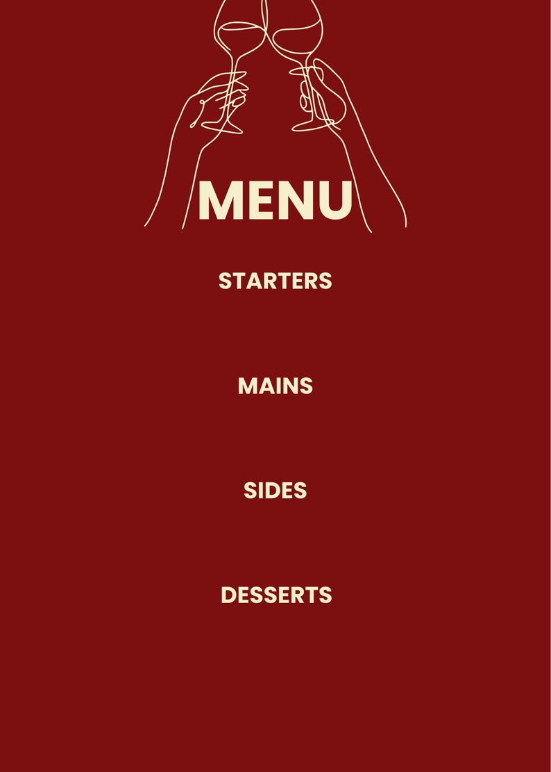 Illustrated Menu | Digital Menu | Editable PDF Template - Etsy
