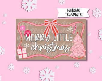 Bearbeitbare Weihnachtsbanner-Vorlage | Druckbare Design | Benutzerdefinierte festliches Zeichen | Handbemalter DIY digitaler Download | Urlaub Party Dekor