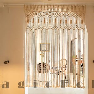 Macrame Curtain Wall Hanging, Doorway Window Curtains Handwoven Wedding Backdrop Arch, Closet Room Divider Boho Wall Decor