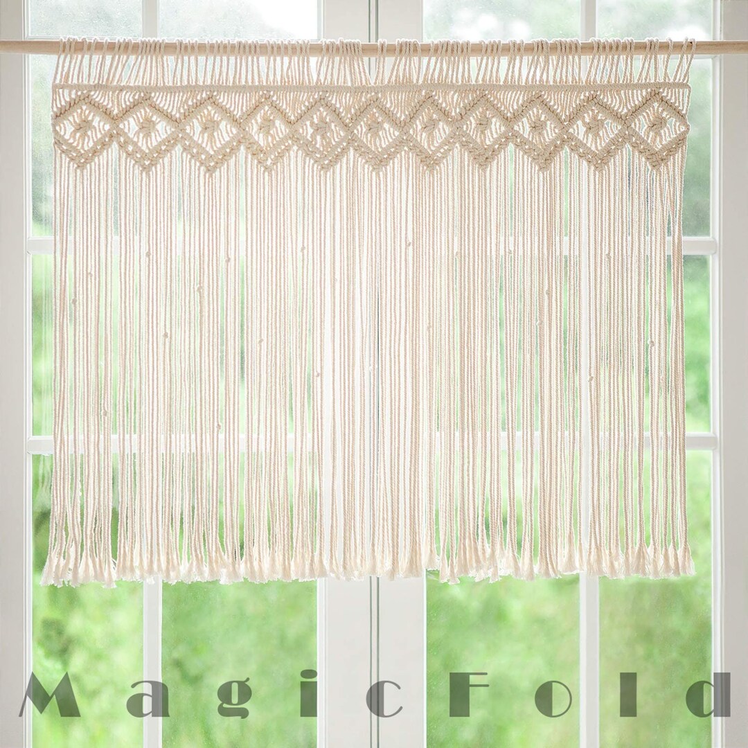 Macrame Valance Window Treatments Panels Curtain Valance Woven Etsy