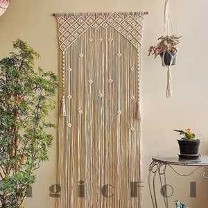 Macramé Doorway Curtains/Bohemian Room Divider/Handmade Door String Curtain/ Door Window curtain Birthday Party, Wedding Backdrop