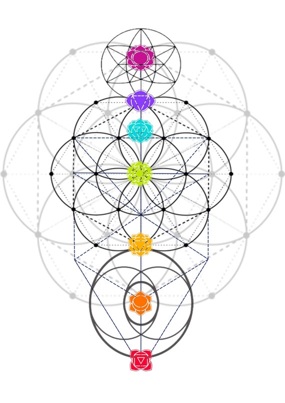 A Sacred Geometric Chakra Tree of Life Combining the Mystic Power of Sacred Geometry With a Kabbalistic Tree of Life and Chakras Etsy