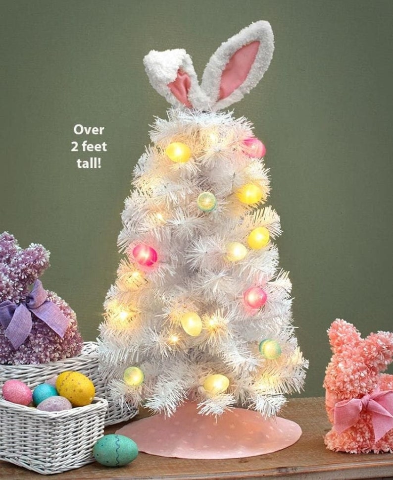 26 Lighted Easter Egg Bunny Rabbit Tree Colorful Etsy