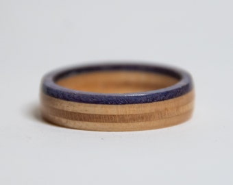 Artisanal 100% Handmade Recycled Skateboard Ring - Purple - Upcycled, Minimalist, Personalized, Custom, Simple, Men's Women's Ring