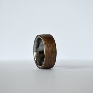 Walnut Bentwood Ring, Stainless Steel Core Artisanal Walnut Ring Handmade Wooden Ring Unique Wedding Band Anniversary Gift Men's image 2