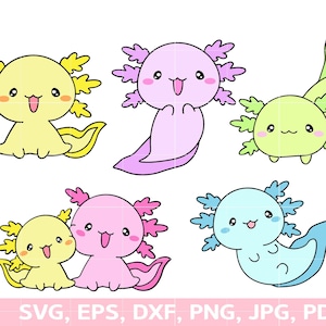 Axolotl, salamander SVG, kawaii svg,  kawaii room decor, Axolotl Cricut
