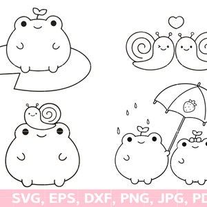 Contour de grenouille svg, Contour de grenouille fraise, Contour de grenouille de pluie, Svg outlline escargot,