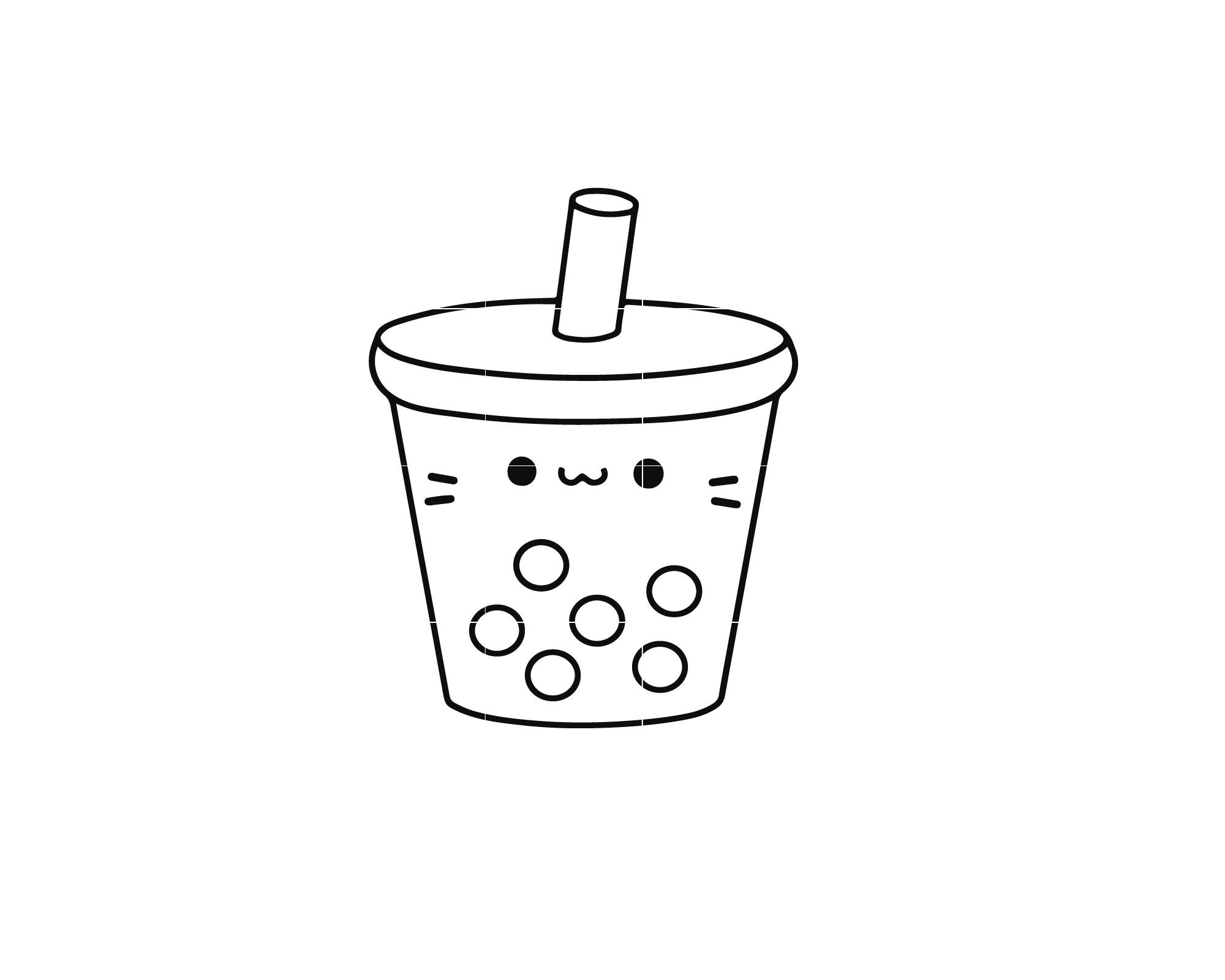 Bubble Tea Outline SVG Boba Tea Outline Kawaii Food Korean Etsy Finland