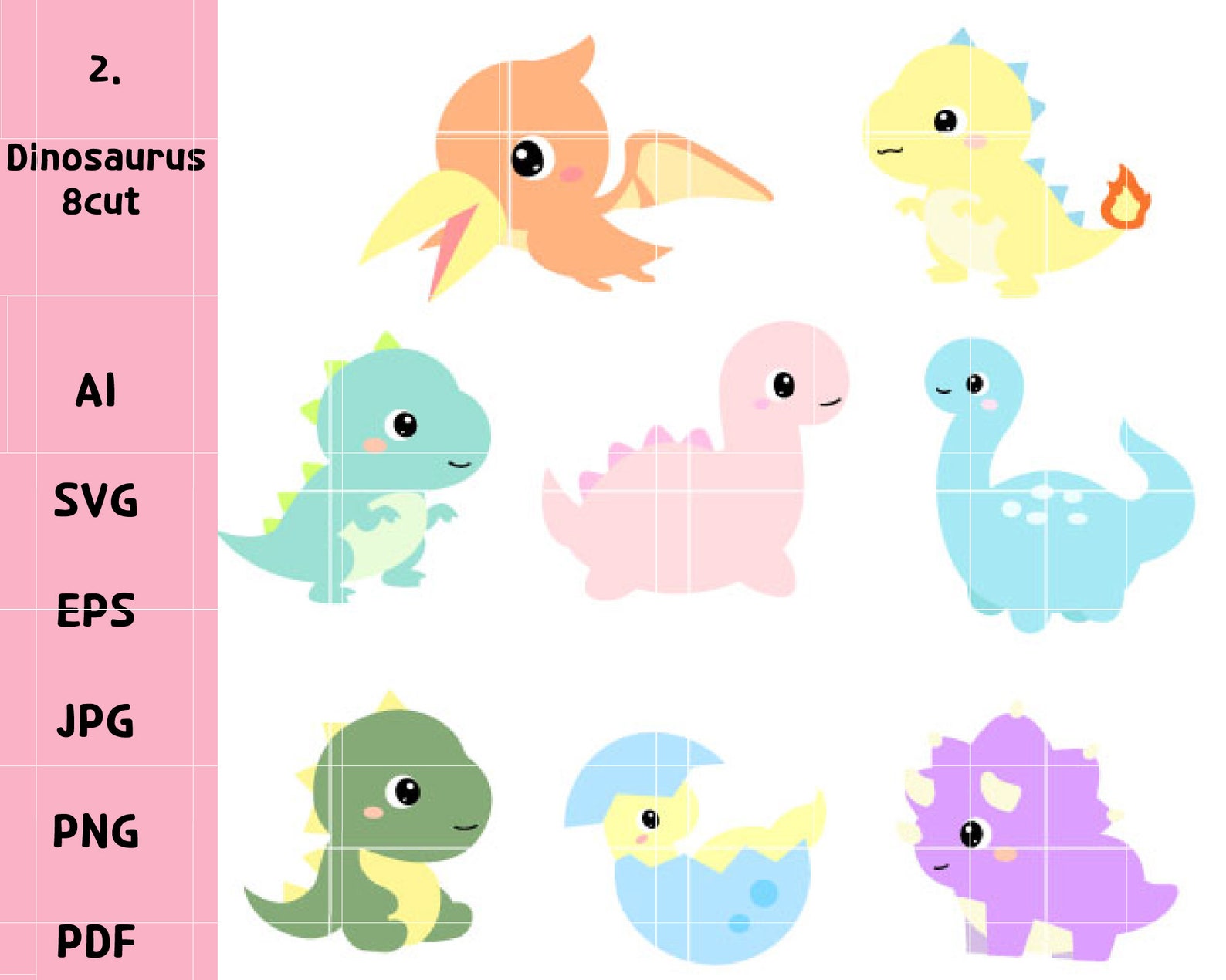 Dinosaur SVG Big Bundle Cute Dinosaur Svg Jurassic T-rex - Etsy
