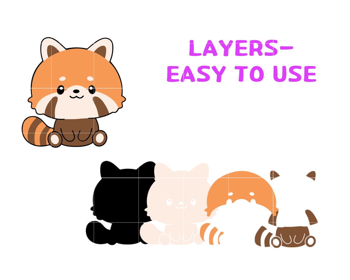Red panda svg kawaii panda svg redpanda cricut layered | Etsy