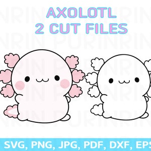 Axolotl SVG, Axolotl outline vector, Kawaii Axolotl clipart, cricut cutie svg