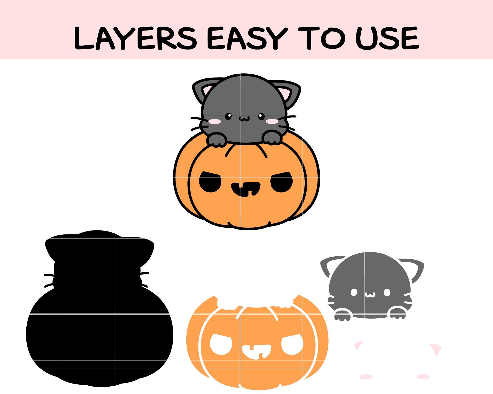 かわいい黒猫かぼちゃSVG：ハロウィンクリップアートPNG EPS - Etsy 日本