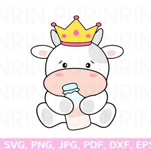 Cow with crown svg, cow with horns svg, cute cow svg,  milk carton