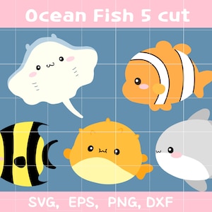 Oceanfish Cricut svg png dxf eps. Ocean SVG. Cricut cut files, Silhouette.Clownfish,sting ray,sunfish,,blowfish etc