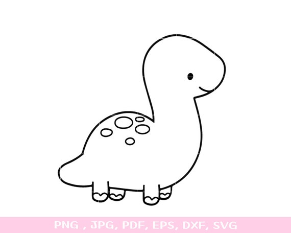 Cute Dinosaur SVG Baby Dino Outline Brontosaurus Jurassic - Etsy Australia