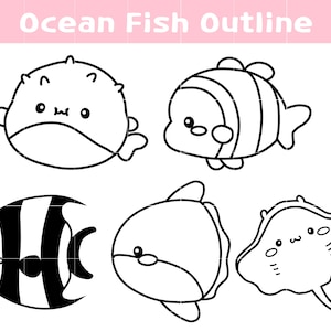 Ocean fish svg png dxf eps. Ocean SVG. Cricut cut files, Silhouette, Outline,Coloring page.blowfish,sunfish,clown fish, stingray etc