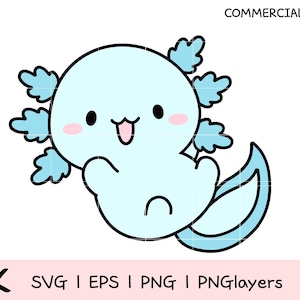 Kawaii Axolotl Clipart | Cute Salamander Digital Download | SVG PNG EPS