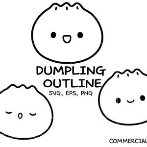 Kawaii Dumpling Outline Clipart Bundle | Cute Bao SVG PNG EPS | Chibi Food Digital Download for Cricut & Crafts