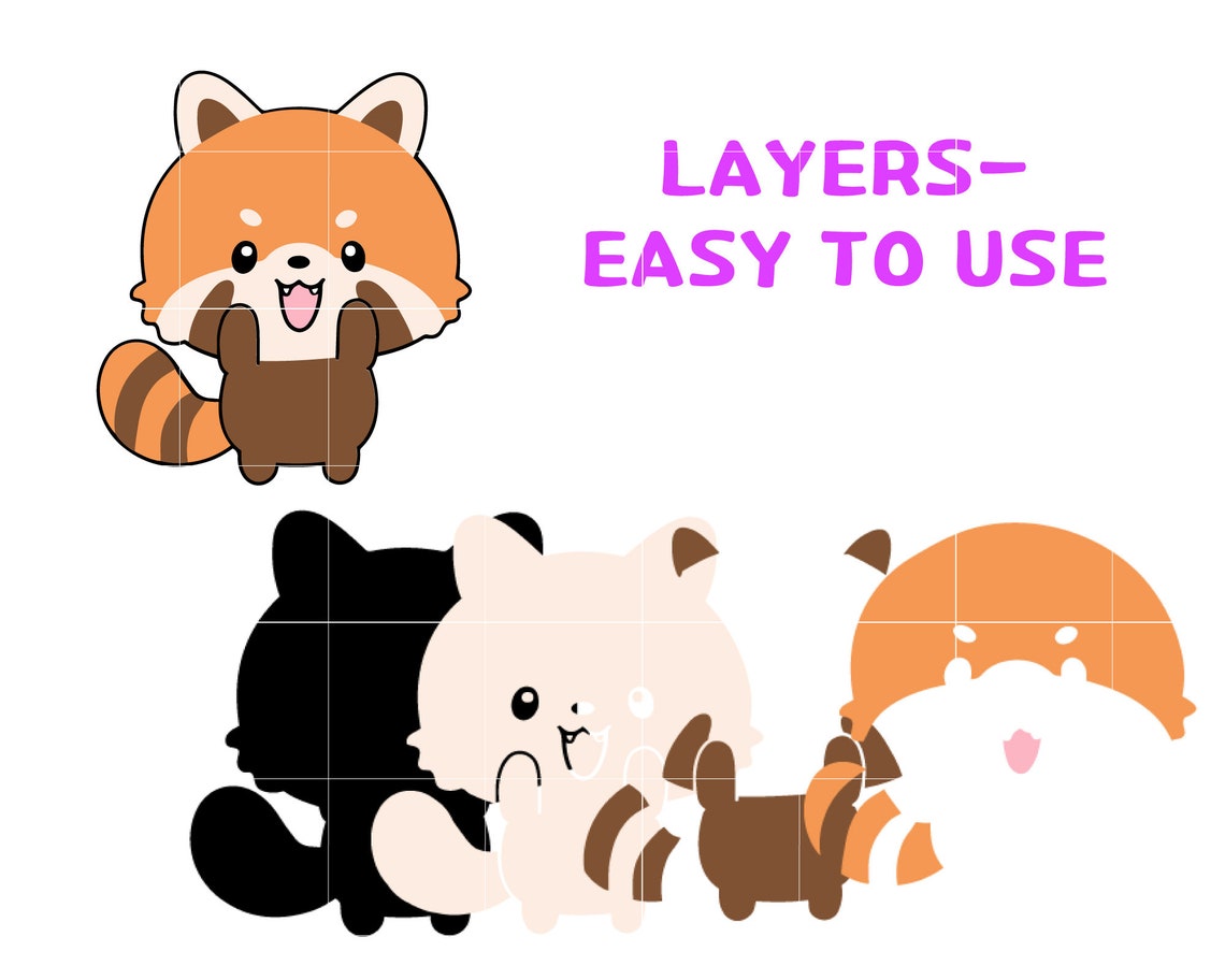 Red panda svg kawaii panda svg redpanda cricut layered | Etsy