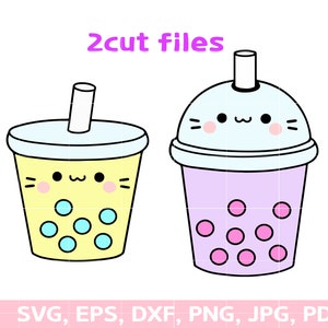 Bubble tea SVG, Boba tea cups, Buble tra layered cut file, Kawaii drink Cute food Boba Tea lover