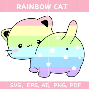 Rainbow cat SVG, cat butt painting