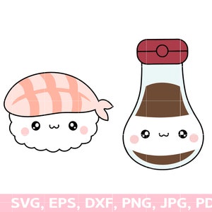 Sushi svg, sushi baby, sushi art, layered sushi, Kawaii Sushi SVG, cute food sticker vinyl, Soy Sauce, Asian food svg,