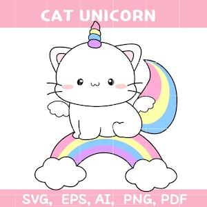 Gato unicornio svg, puente del arco iris