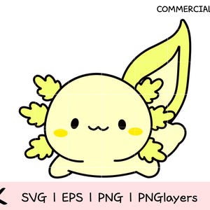 Kawaii Yellow Axolotl Clipart | Cute Salamander Digital Download | SVG PNG EPS