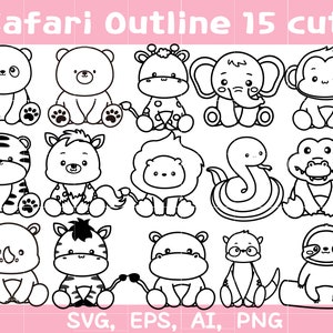 Jungle animal svg Outline 15 cut