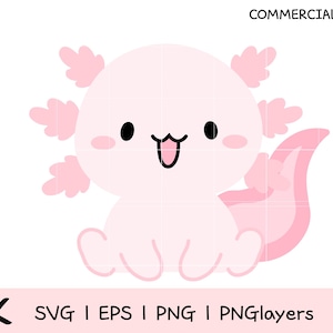 Kawaii Axolotl Clipart SVG PNG EPS | Cute Axolotl Digital Download | Chibi Animal Bundle for Cricut & Stickers