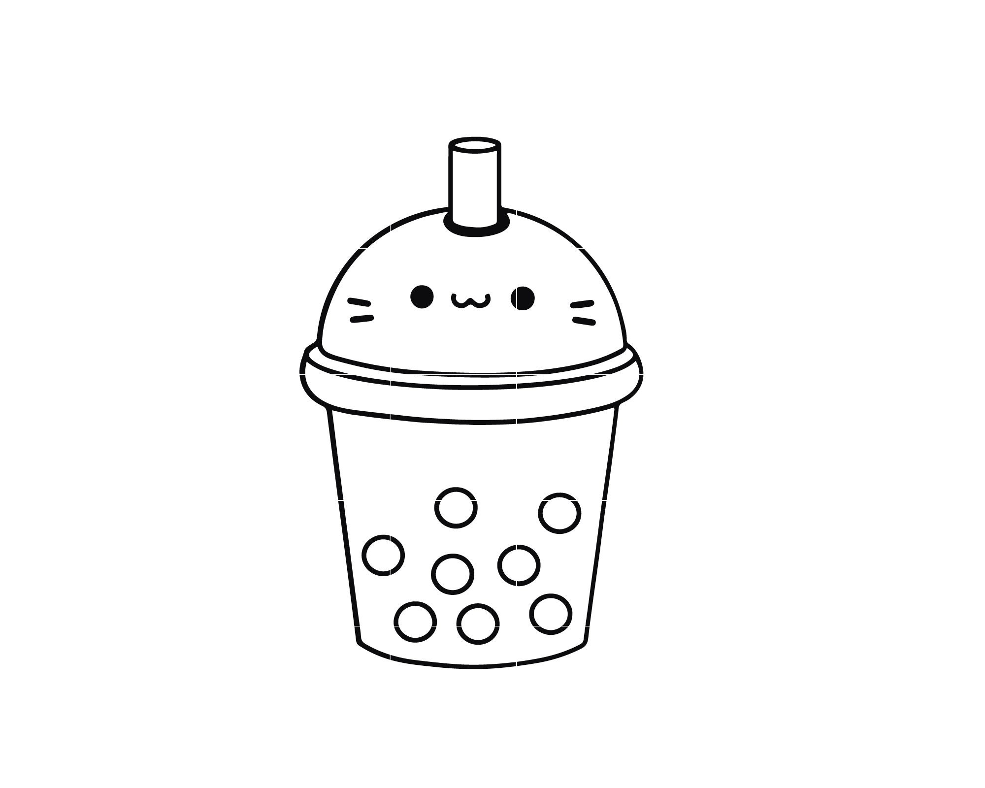 Bubble Tea Outline SVG Boba Tee Umriss Kawaii Essen  Etsy