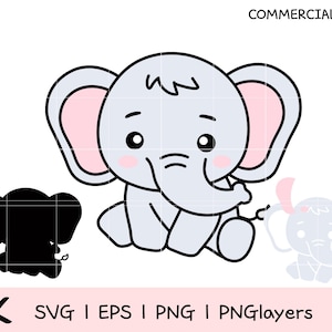 Cute Baby Elephant Clipart Set | SVG EPS PNG | Nursery Wall Art | Baby Shower Decor | Instant Download