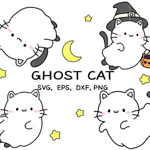 Cute ghost svg,Ghost cat 6 Cut file