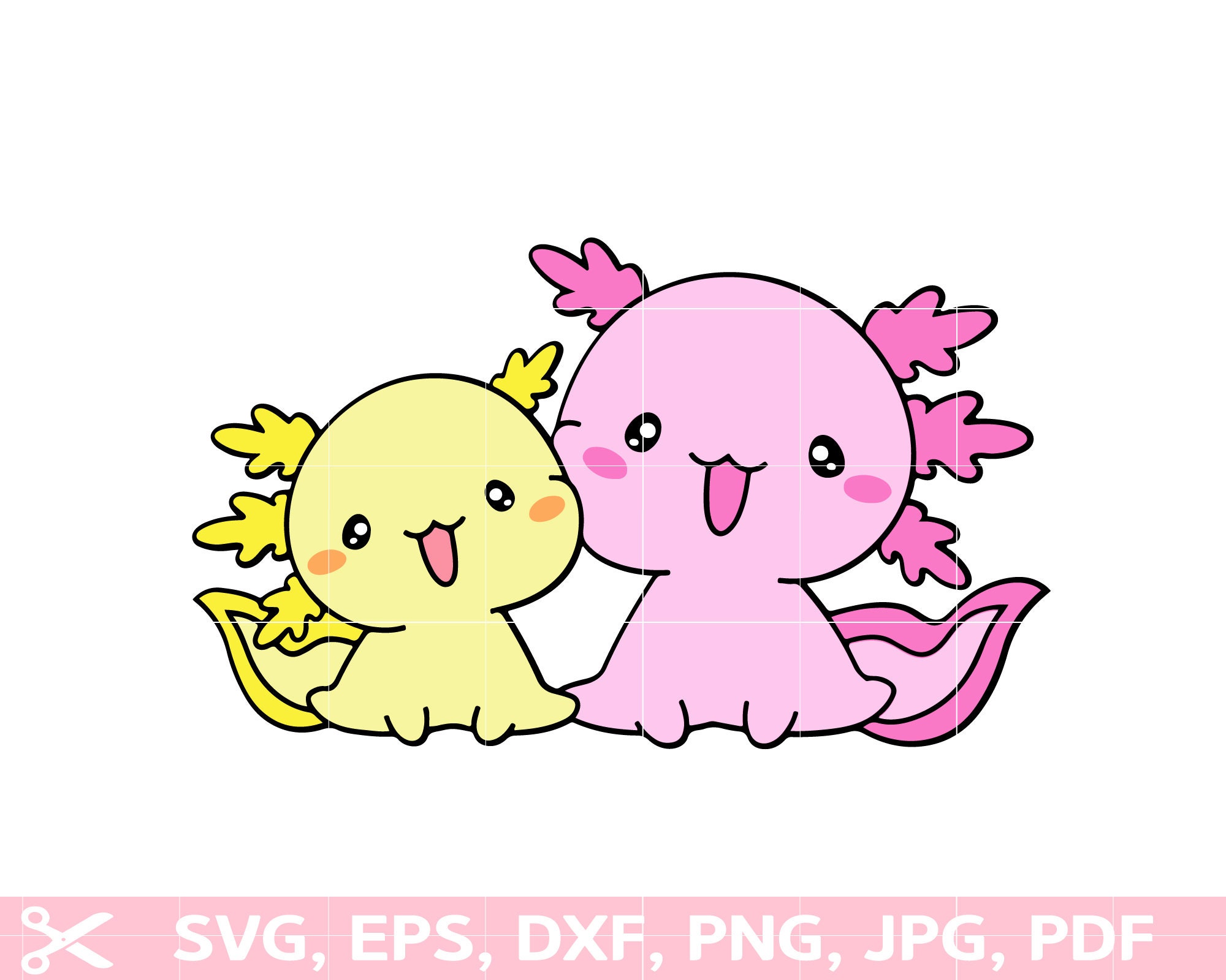 Mom And Baby Axolotl Cute Axolotl Clipart Kawaii Svg Etsy Canada