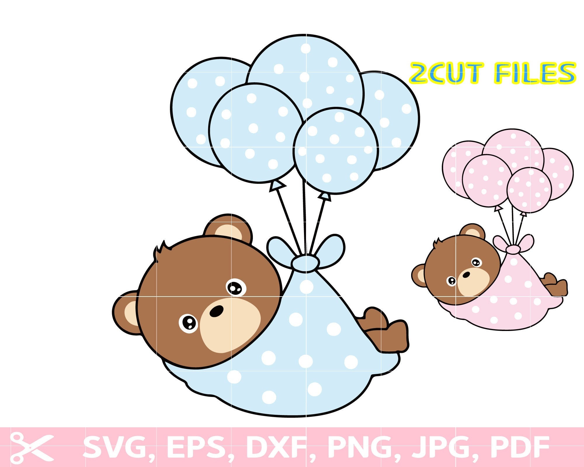 Teddy Bear Balloon SVG: Baby Shower Clipart (digital Files) - Etsy UK