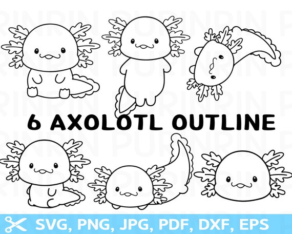Premium Vector Clipart Kawaii Axolotl Outlines Cute Easy Drawings 
