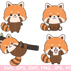 Panda roux svg, kawaii panda svg, redpanda cricut, redpanda en couches,