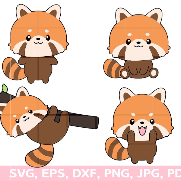 Panda roux svg, kawaii panda svg, redpanda cricut, redpanda en couches,