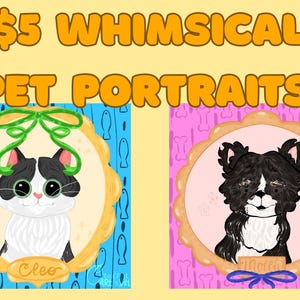 Ritratto personalizzato di un animale domestico stravagante / Illustrazione digitale di un animale domestico / Arte carina di un gatto o di un cane / Regalo per animali domestici / Disegno personalizzato di un animale domestico / Arte commemorativa per animali domestici