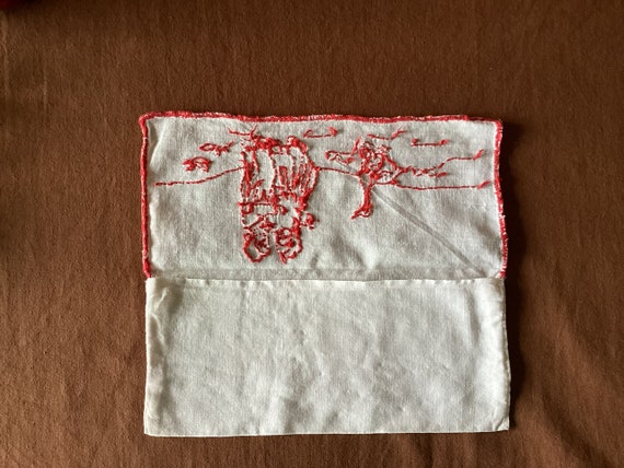 Napkin cover Antique hand embroidered napkin cove… - image 4